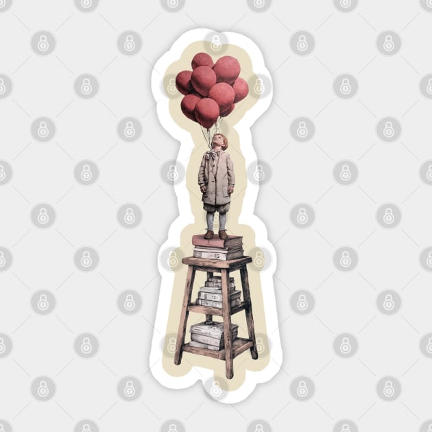Dream Higher - Surreal Balloon Boy Art Sticker by TuncGK